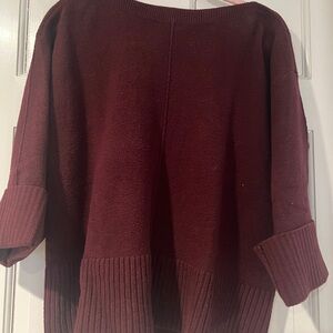 LOFT Women's Burgundy Maroon Boat Neck Sweater with Back Seam Detail